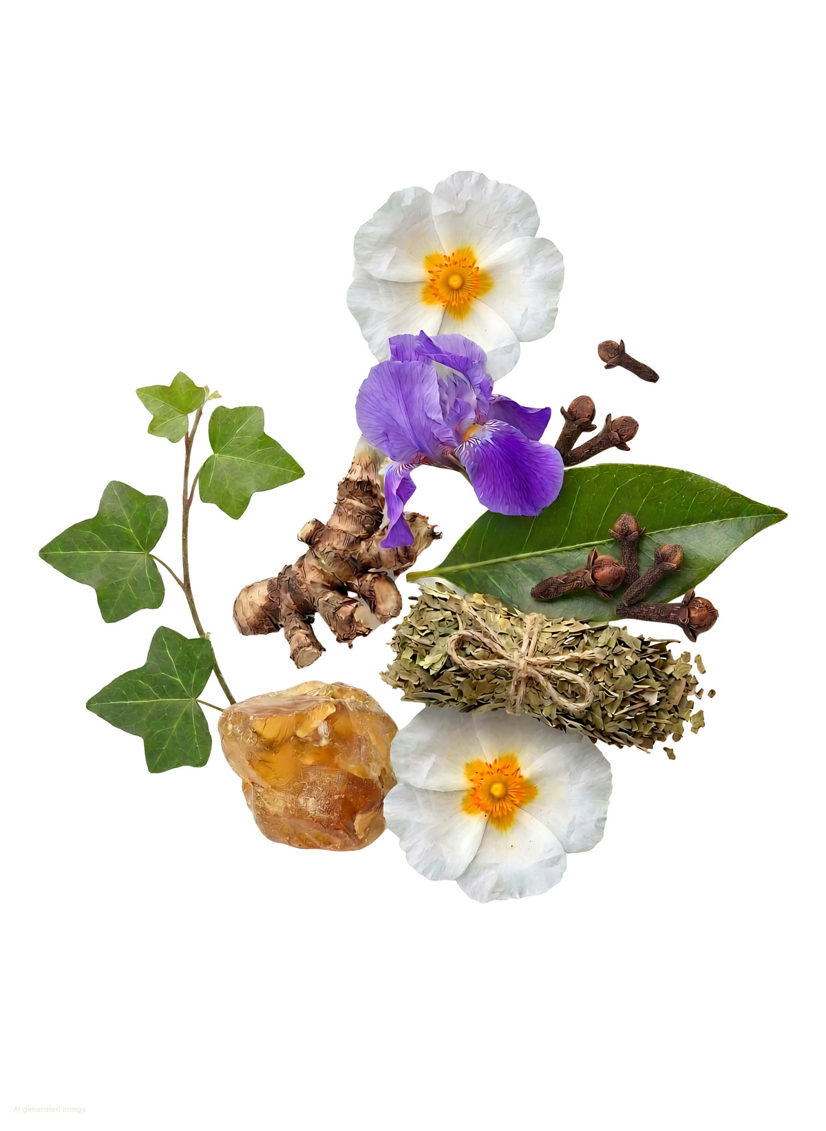 Ertá Alé 1 Azya fragrance ingredients: iris, clove leaf, ivy, cistus and amber